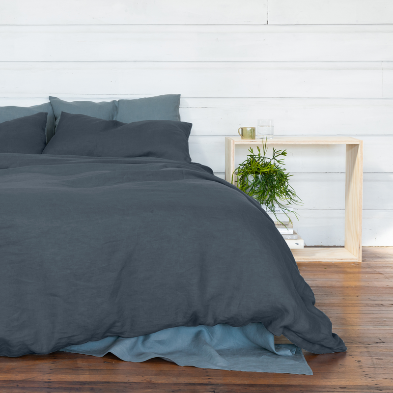 Linen Duvet Cover Set - Midnight Blue