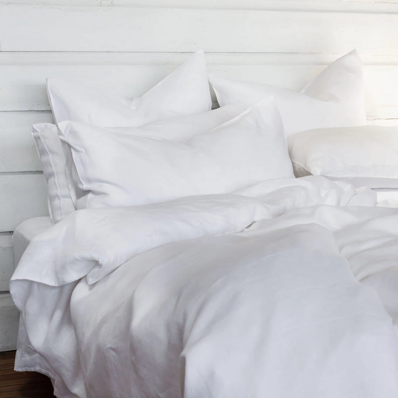 Pure Linen bed Duvet Cover wth White Sheet Set