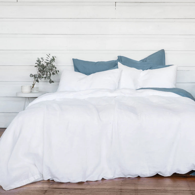 Pure Linen bed Duvet Cover wth Blue Sheet Set